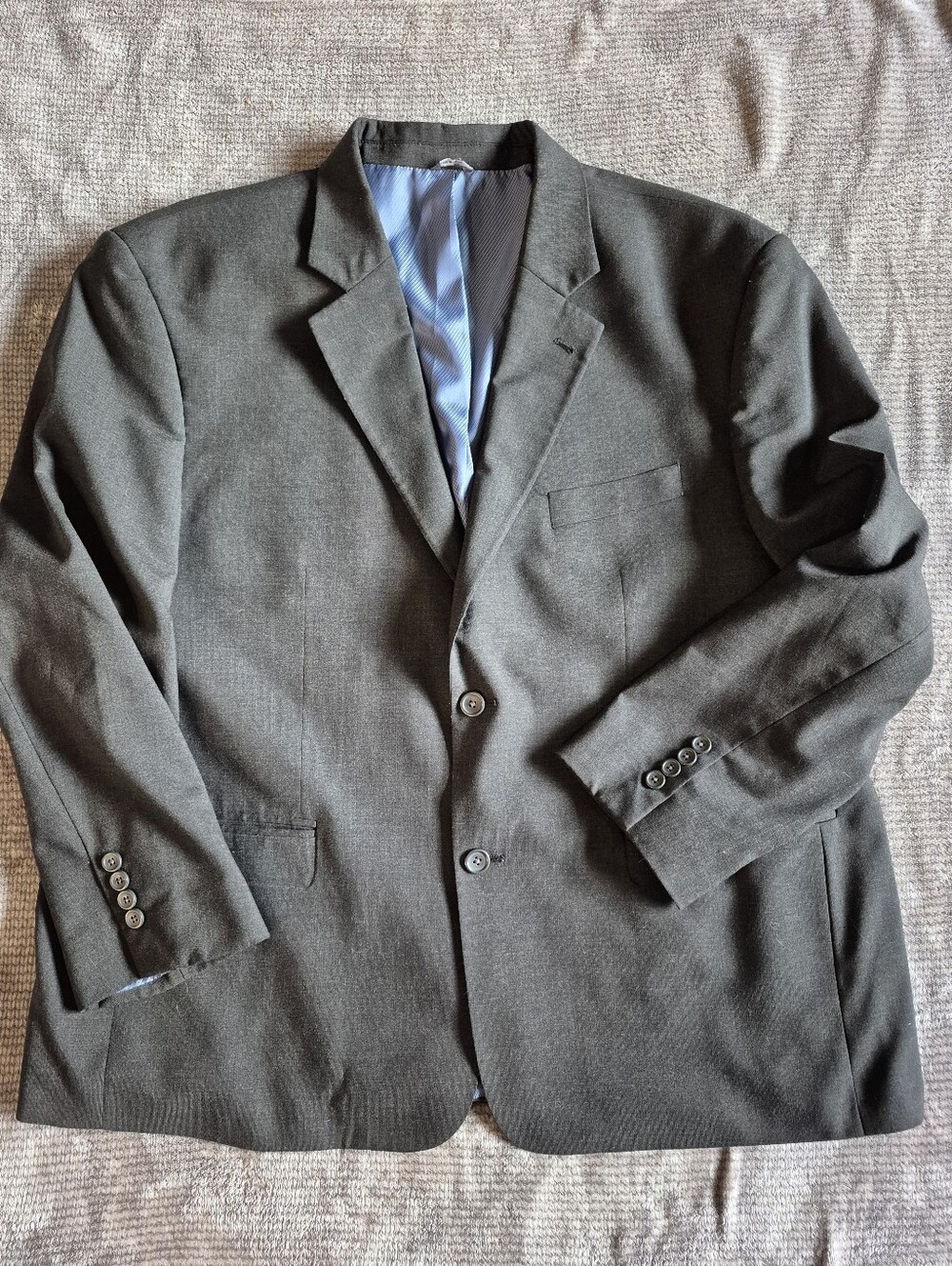 GS Perfect Fit Dark Charcoal 50S Blazer Wool Blend Classic 2 Button Preppy,